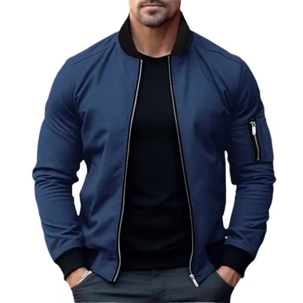 Veste Bomber Maverick Pour Homme Amawinc Résistant Au Vent Fermeture Éclair Durable Doublure Douce Pour Toute Année