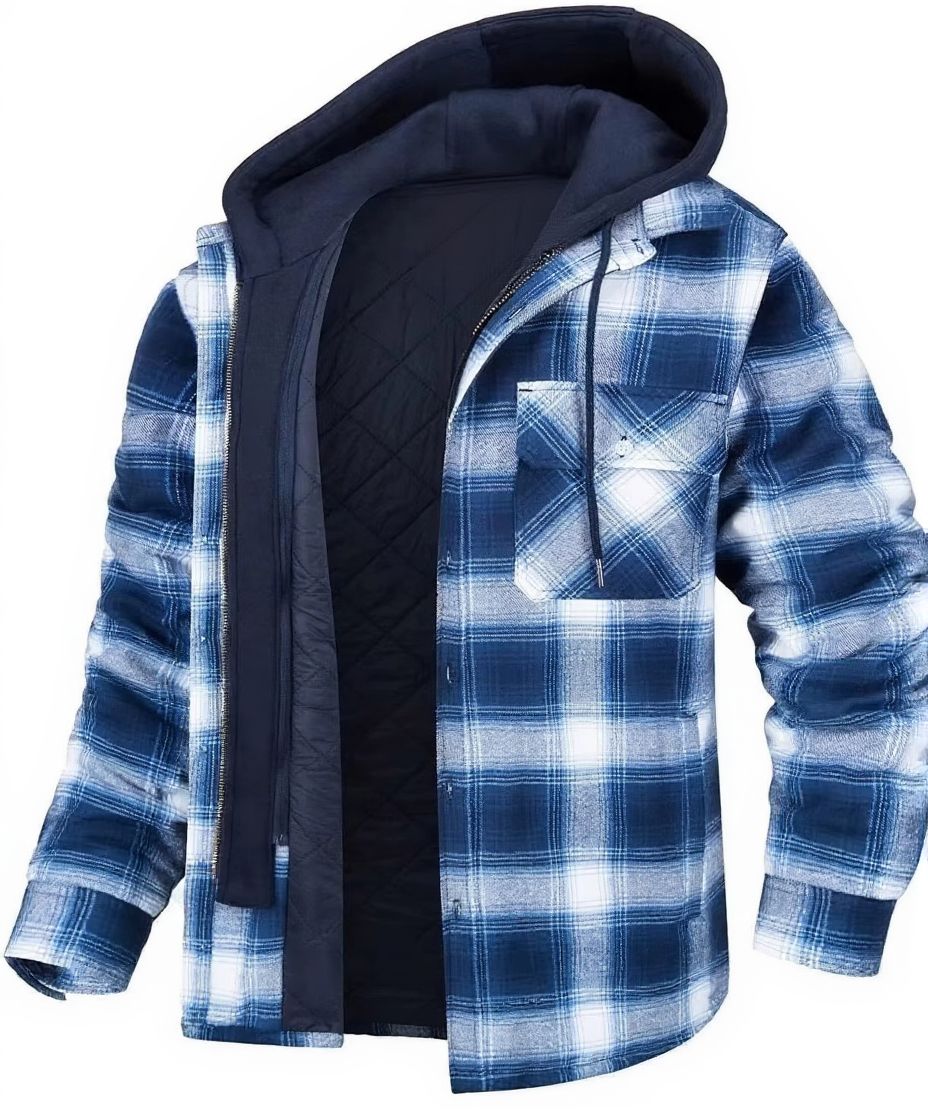Veste Homme Hivernale Épaisse À Capuche À Carreaux Chaude Isolation Décontractée Et Tendances Amawinc