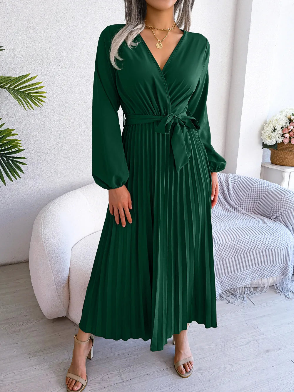 Robe Maxi Décolleté En V Ellie Amawinc Élégante Et Polyvalente Pour Quotidien Et Occasions