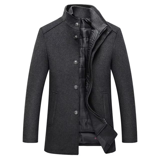 Veste Parka Homme En Mélange De Laine D Hiver Ajustable Slim Pour Style Professionnel Et Chaleur
