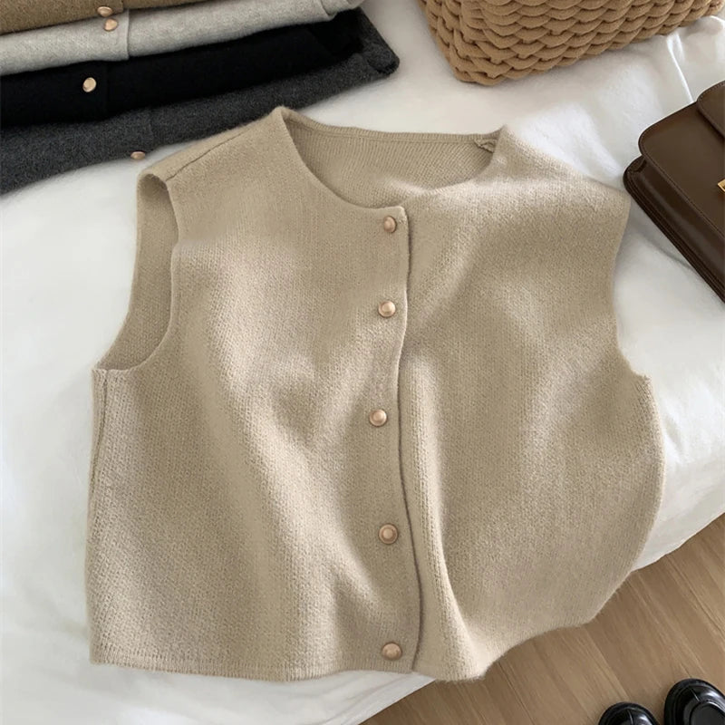Amawinc Gilet Sans Manches En Maille Hearthside Pour Femmes Bouton Avant Doux Et Confortable Pour Tenue Quotidienne