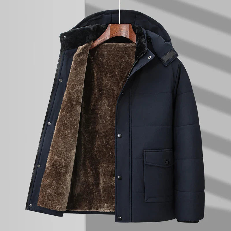 Doudoune Hudson À Doublure Fourrure Moelleuse Puffer Chaude Avec Poches Patch Et Coupe Ajustée
