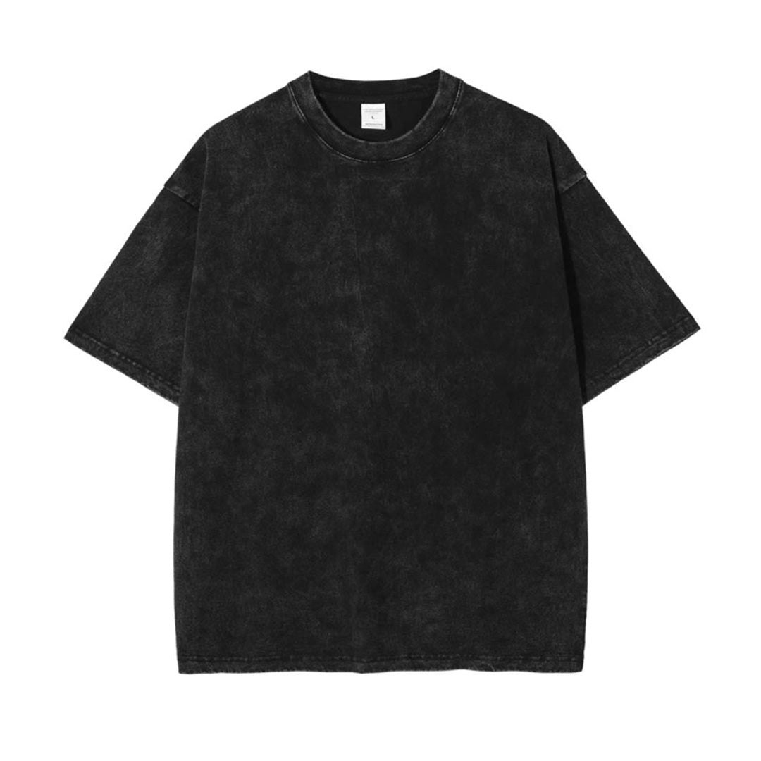 T Shirt Oversize Distressé Délavé En Coton Vintage Multicolore Manches Courtes Coupe Décontractée