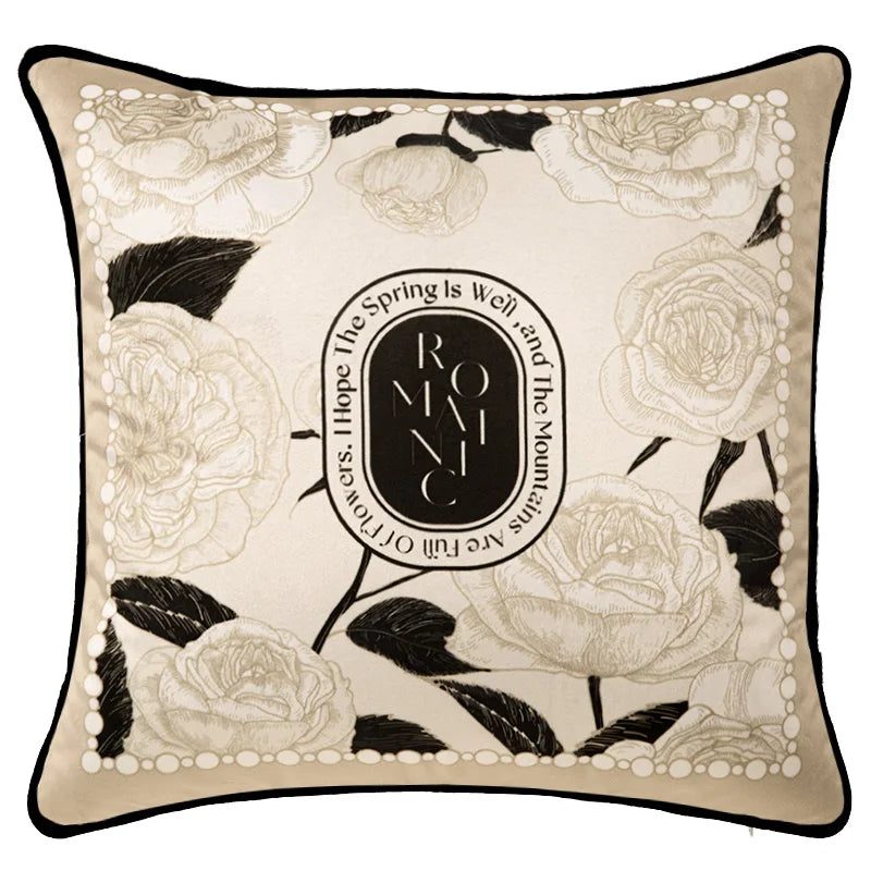 Housse De Coussin En Velours Thorne Noir Et Ivoire Design Intemporel Pour Canapé Élégant Et Confortable