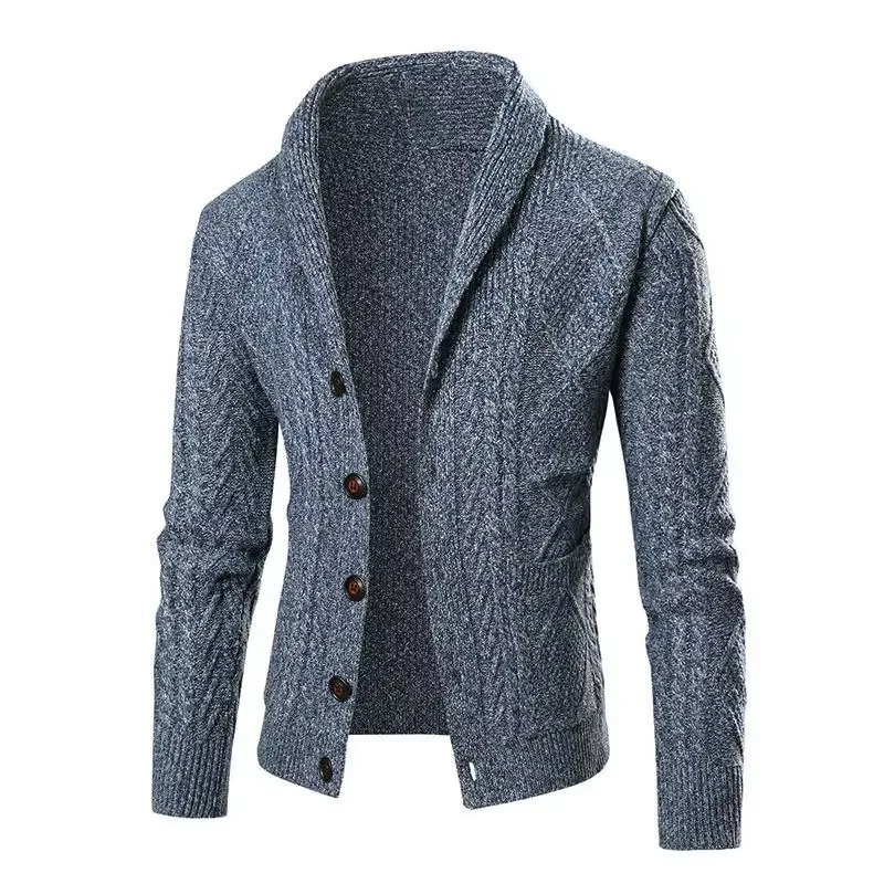 Manteau Cardigan Homme Slim Fit En Maille Col Châle Boutons Devant Pour Automne Et Hiver
