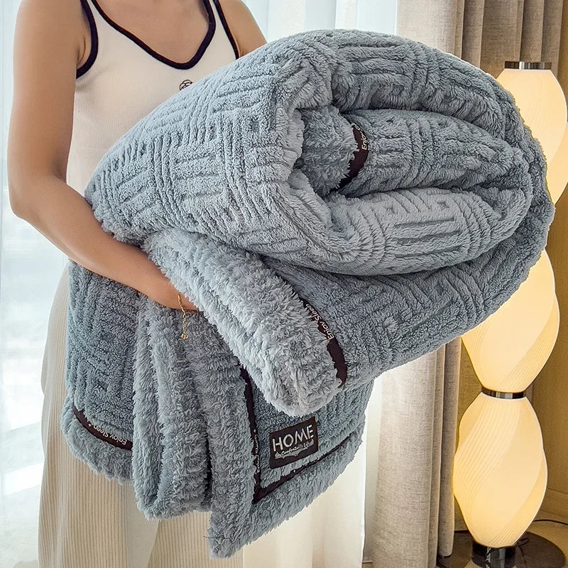 Couverture Velours Peluche Douce Double Face Avec Molleton Corail Pour Confort Absolu
