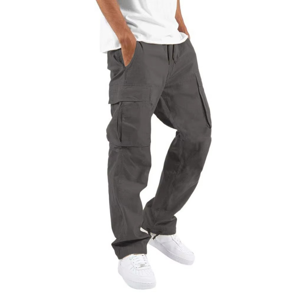 Pantalon Cargo Homme 2025 Uni Avec Poches Multiples Et Cordon Ajustable Pour Confort Quotidien