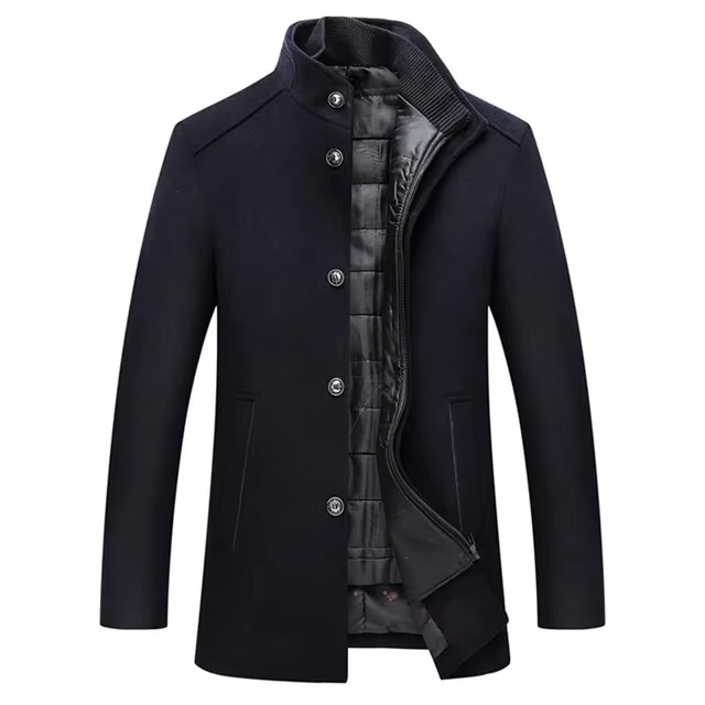 Veste Parka Homme En Mélange De Laine D Hiver Ajustable Slim Pour Style Professionnel Et Chaleur