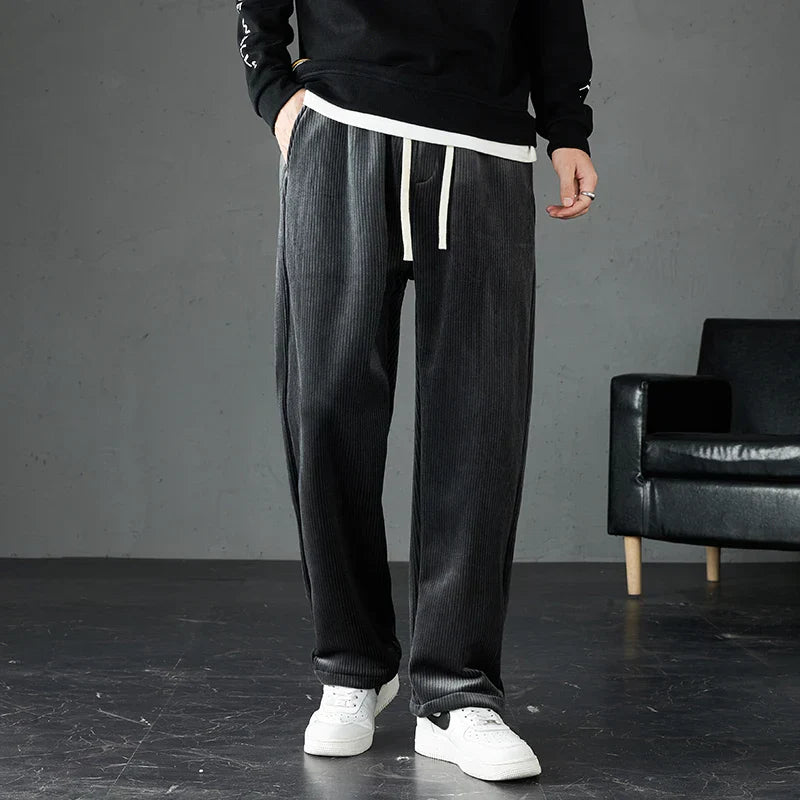 Elden Pantalon Jogger Velours Côtelé Confortable Décontracté Avec Taille Élastique Et Jambe Droite