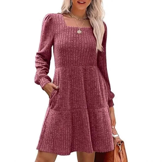 Robe Mini Élégante Emma Amawinc Encolure Carrée Pour Femme Élégance Intemporelle Et Confort Moderne