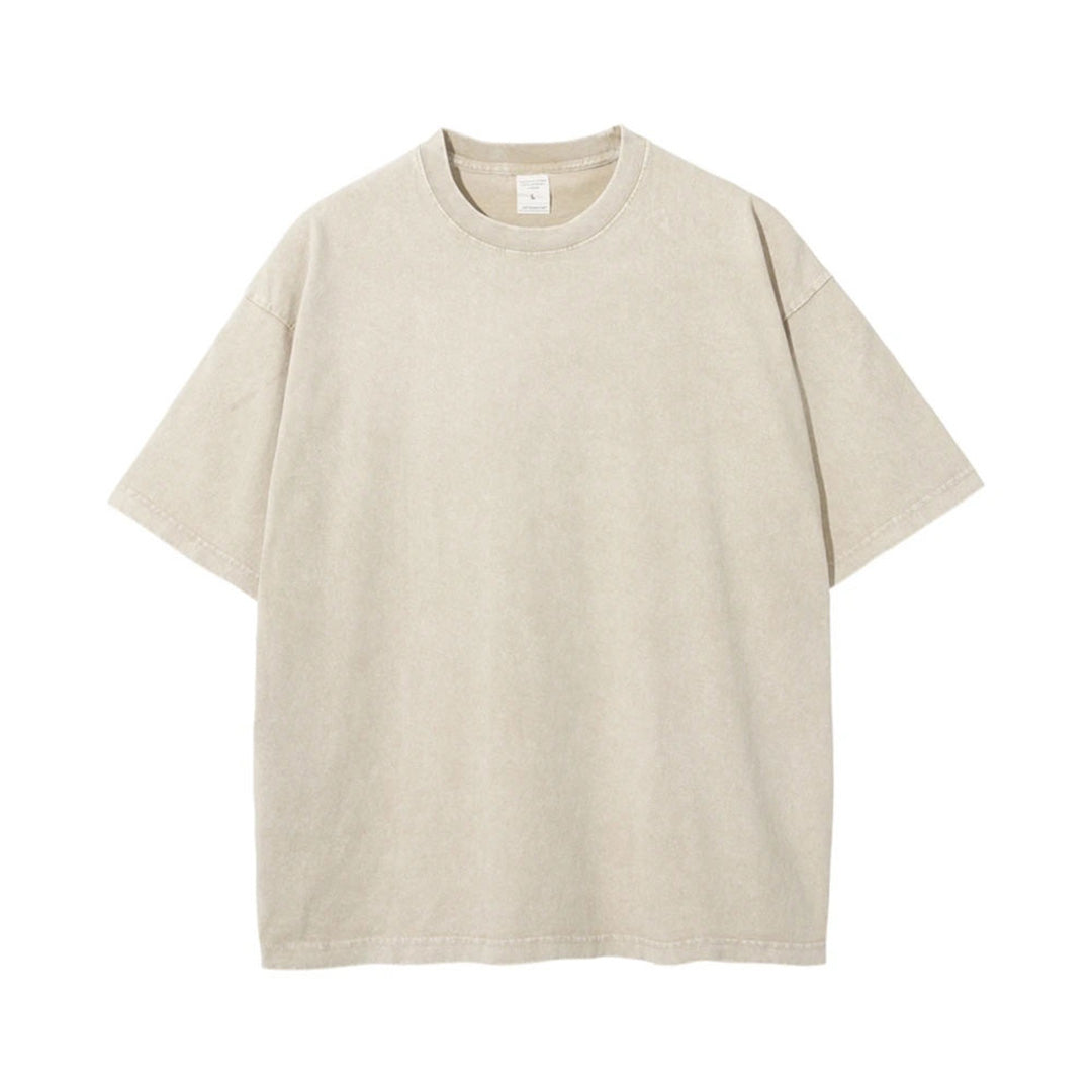 T Shirt Oversize Distressé Délavé En Coton Vintage Multicolore Manches Courtes Coupe Décontractée