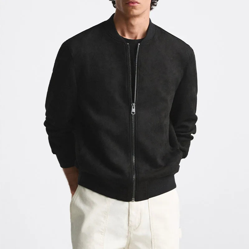 Amawinc Elite Veste Bomber En Suède Pour Homme Avec Coupe Ajustée Et Doublure Douce De Qualité