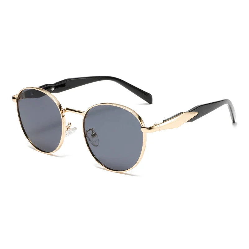Lunettes De Soleil Rétro Ovales Or Champagne Et Branches Tortue Avec Antireflet UV400