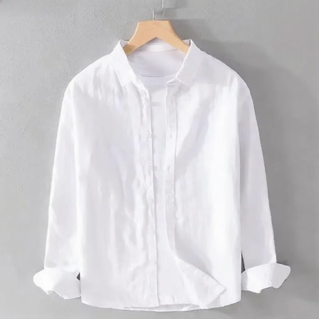 Amawinc Chemise Pour Homme Légère En Coton Lin À Manches Longues Décontractée Respirante Confort Quotidien