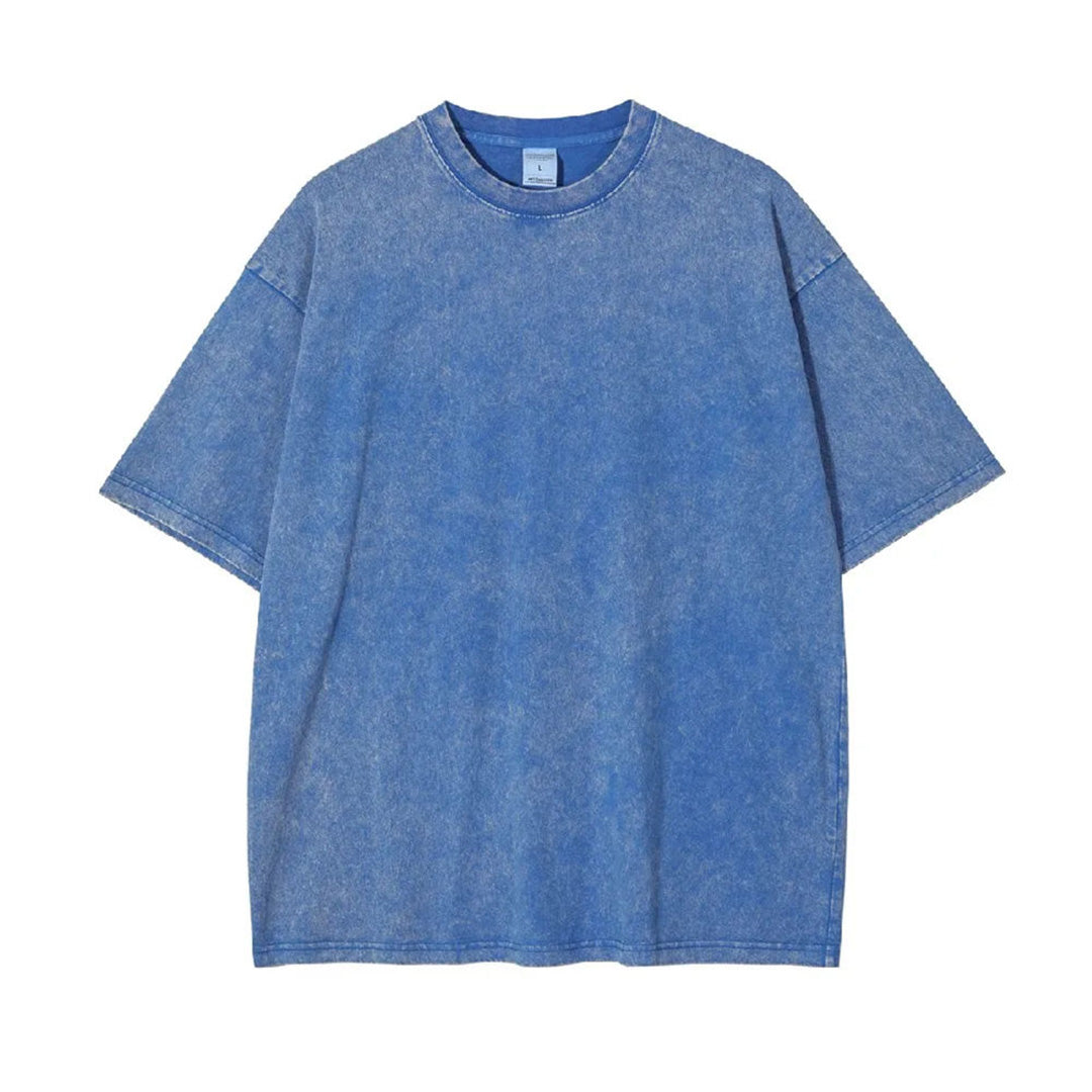 T Shirt Oversize Distressé Délavé En Coton Vintage Multicolore Manches Courtes Coupe Décontractée