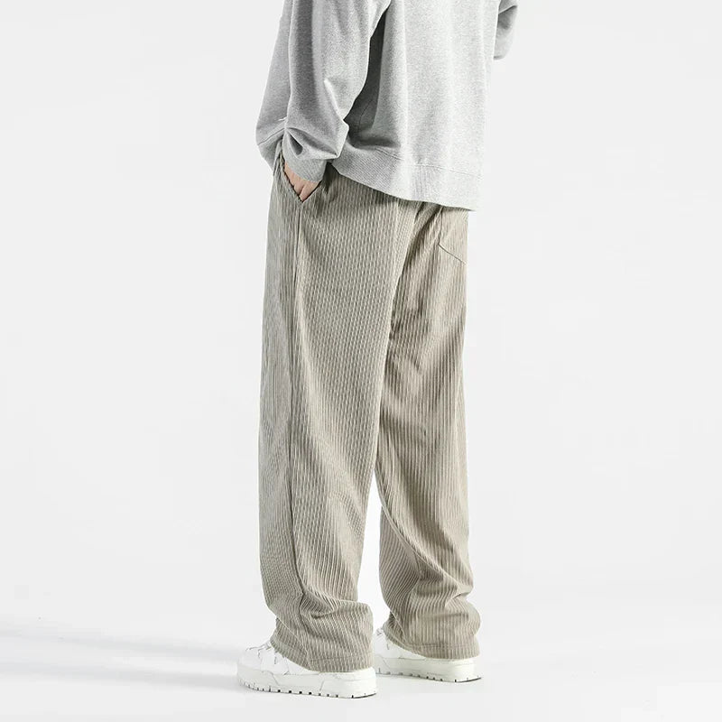 Pantalon Velours Côtelé Metro Merit Amawinc À Taille Elastique Coupe Droite Décontractée Et Couture Durable