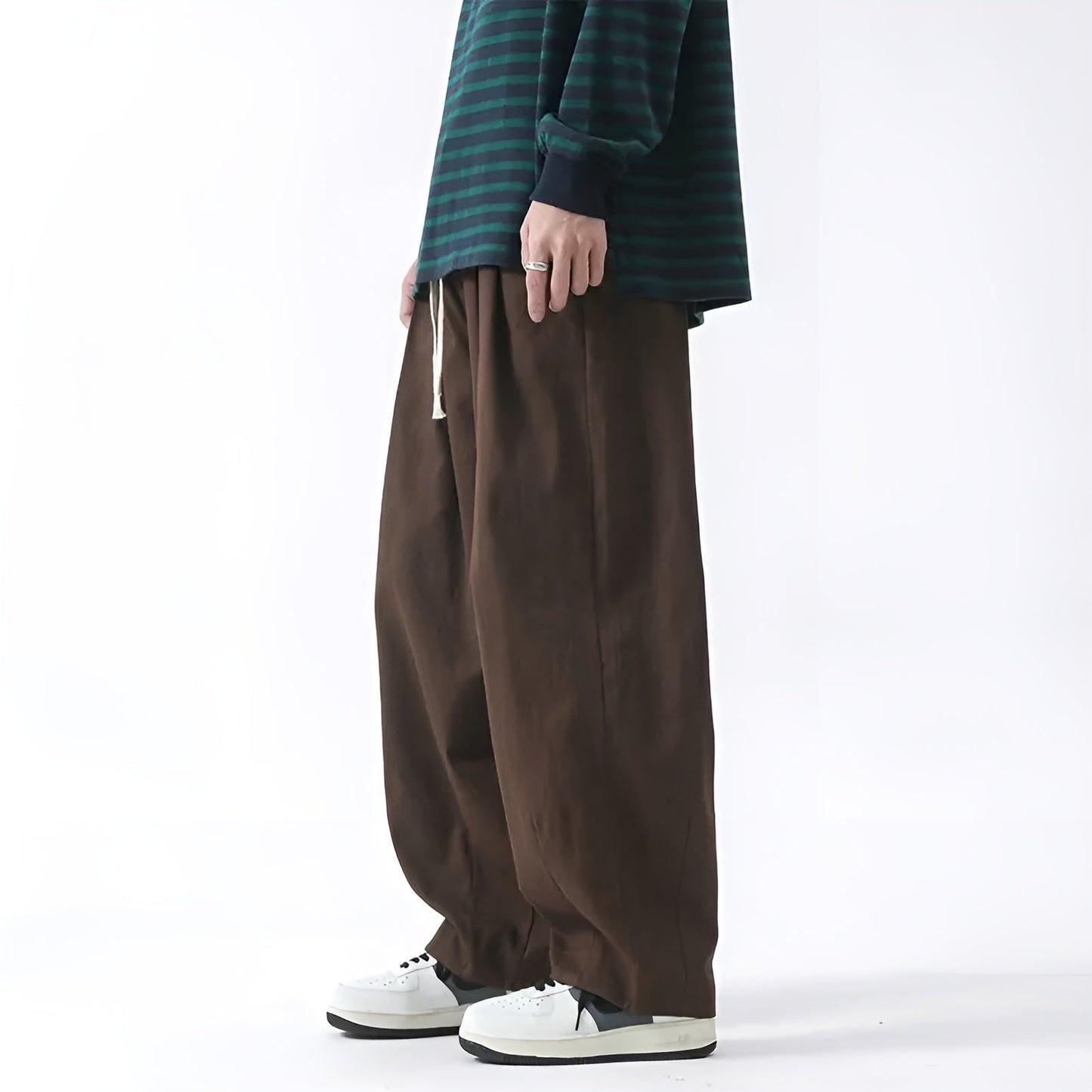 Pantalon Chino Sarouel Oversize Poches Cargo Plissé Confort Pour Toute Journée Et Mouvement