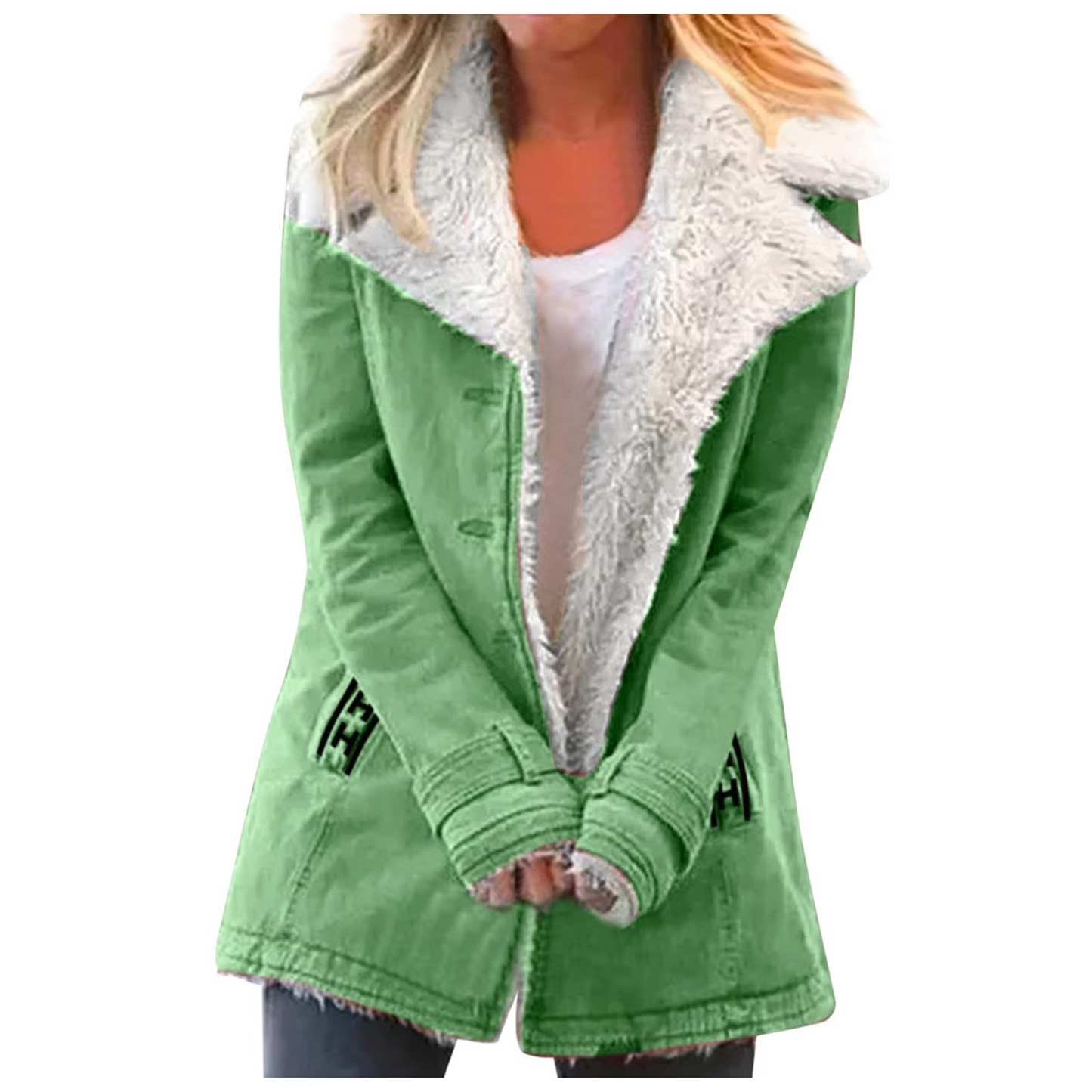 Amawinc Veste Polaire Grande Taille Avec Boutons Pour Femmes Col Et Poches Confortable Élégante Polyvalente
