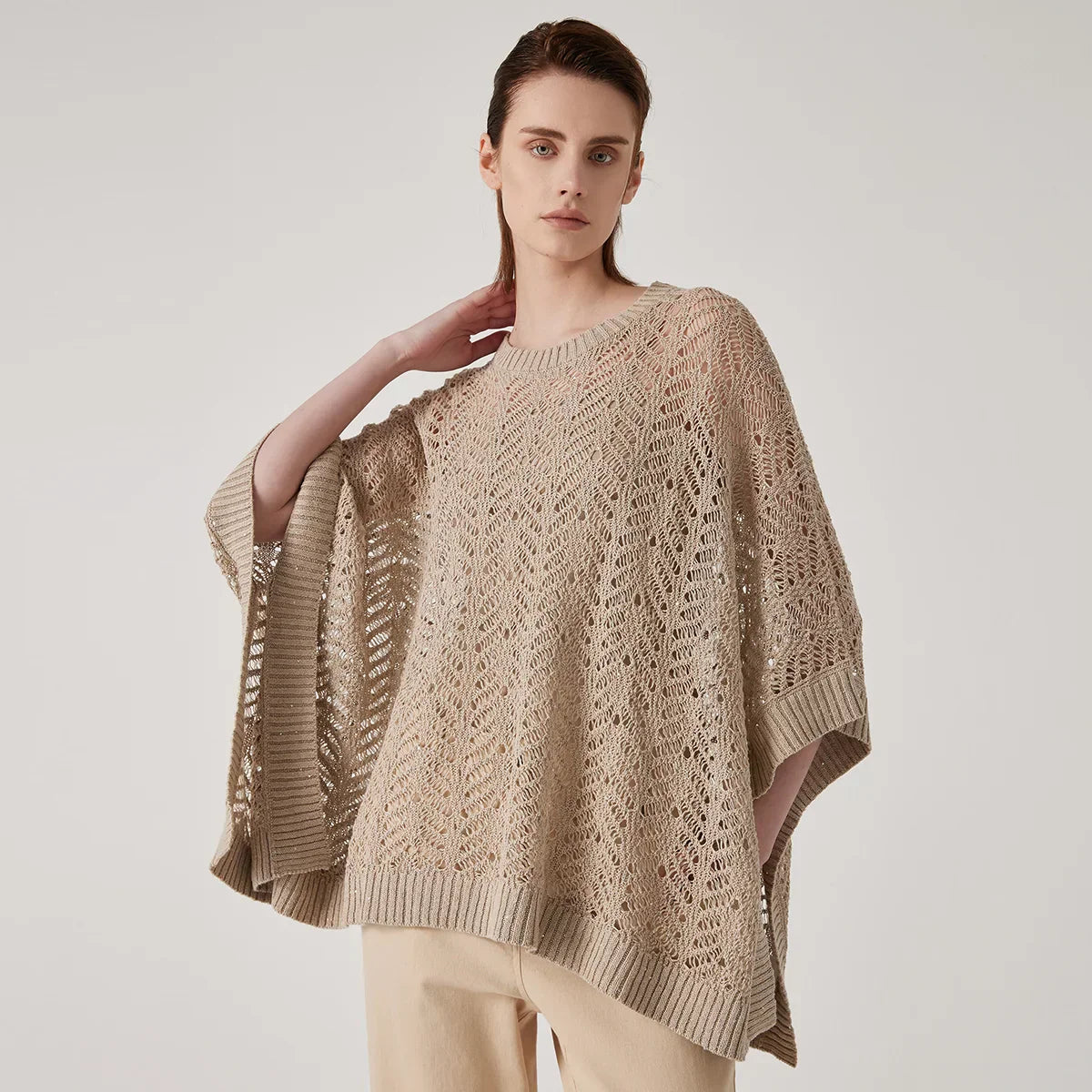 Haut Crochet Alba Maison En Lin Ouvert Avec Paillettes Subtiles Et Coupe Décontractée Oversize