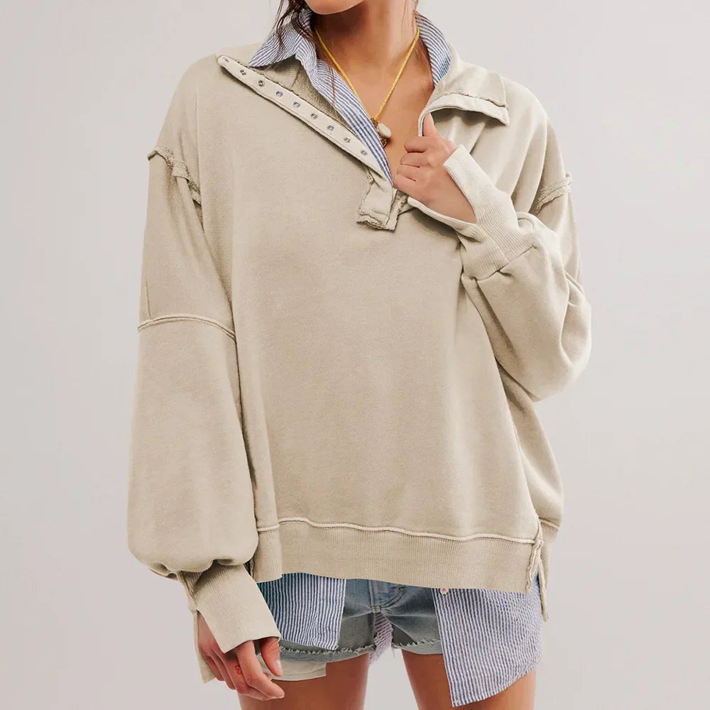 Corti Sweatshirt Oversize En Mélange De Coton Premium Doux Avec Manches Bouffantes Et Coupe Décontractée