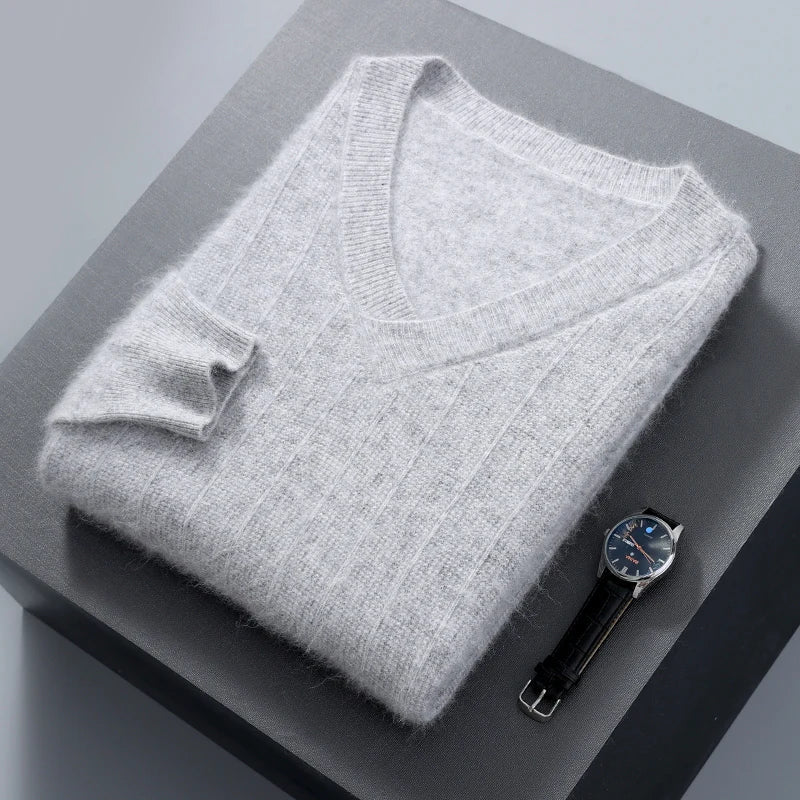 Nordisk Flair Pull Homme Col V En Mélange De Laine Coupe Décontractée Maille Douce Ourlet Côtelé Confortable