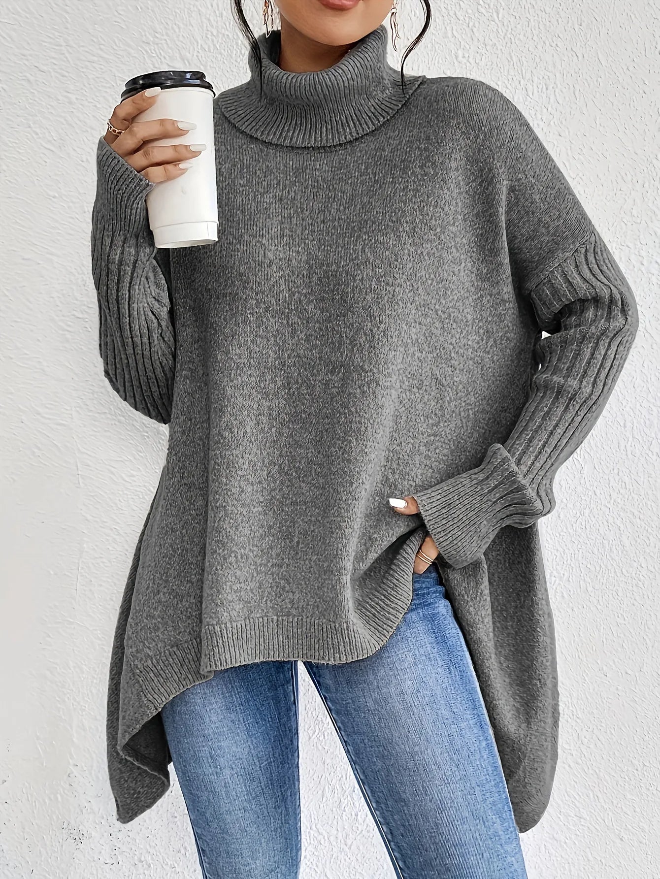 Ella Col Roulé en Cachemire Femme Hiver Amawinc Vêtement Doux et Confortable pour Femme