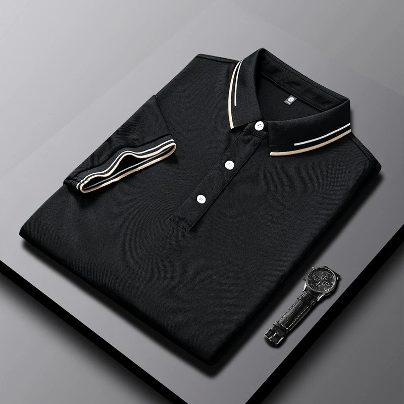 Polo AeroKnit Sur Mesure Respirant Avec Texture Fine Et Col Poignets Contrastés Élégants