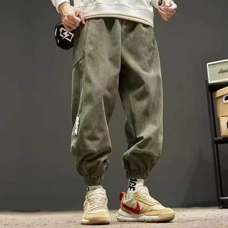 Joggers En Velours Côtelé Pour Hommes À Coupe Ajustée Avec Poignets Élastiques Et Taille Décontractée Streetwear Chic