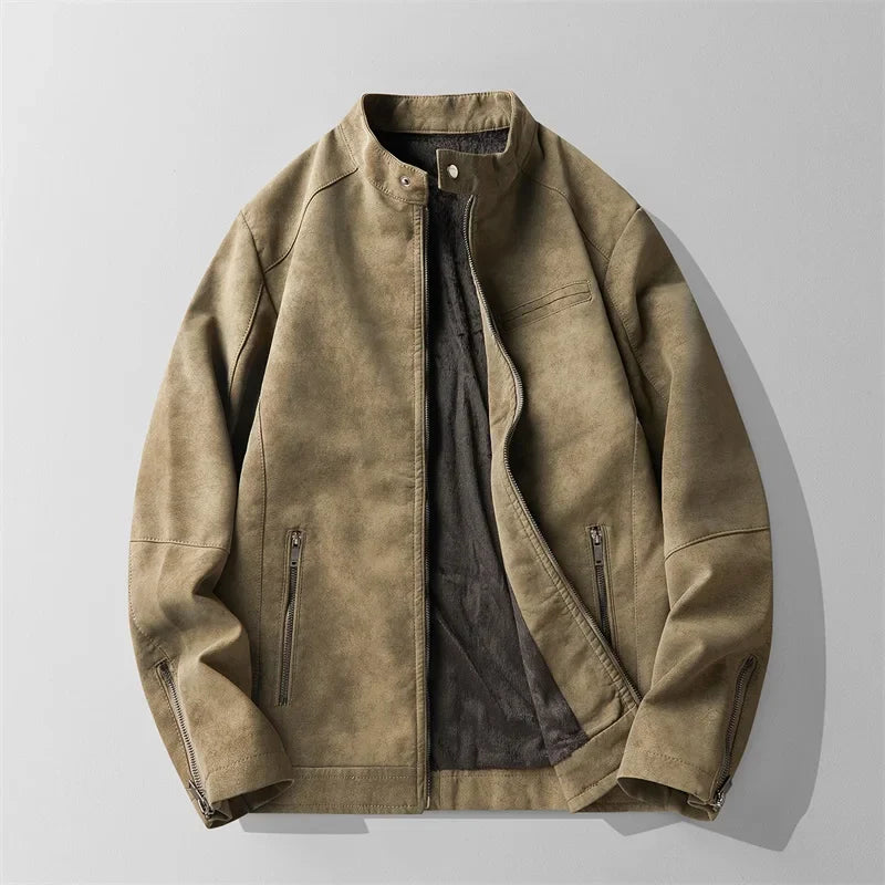 Veste Moto Desert En Suede Vintage Avec Col À Clous Et Doublure Polyester Importée