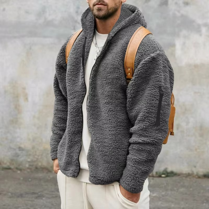 Veste Réversible En Polaire À Capuche Pour Homme Chaude Confortable Pour Automne Hiver Activités Extérieures