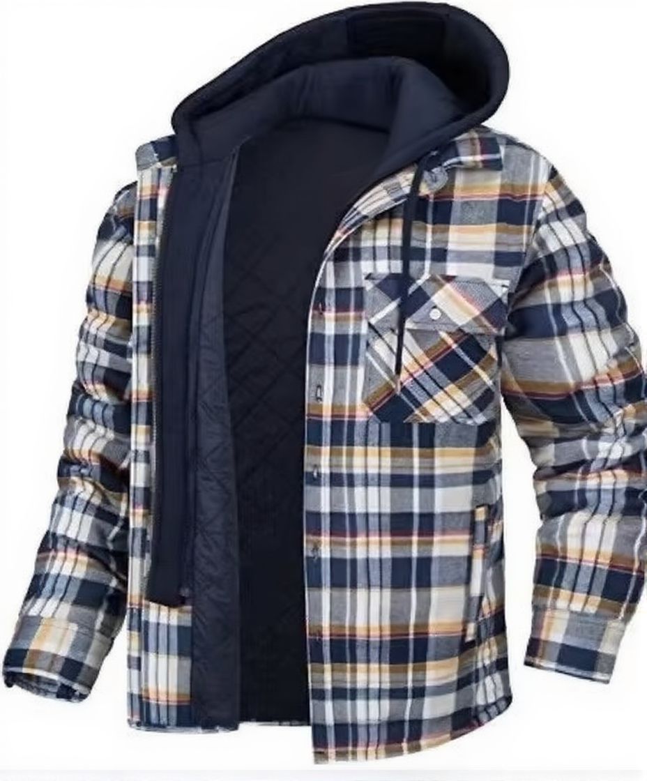 Veste Homme Hivernale Épaisse À Capuche À Carreaux Chaude Isolation Décontractée Et Tendances Amawinc