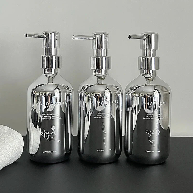 Lumora Ensemble Gel Douche 500ml Avec Extérieur PP Électroplaqué Et Distributeur À Pression Stable