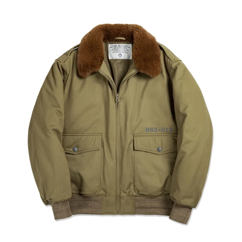 Veste Bomber Heritage Airforce Avec Col Fourrure Luxueuse Et Doublure En Coton Multiples Poches