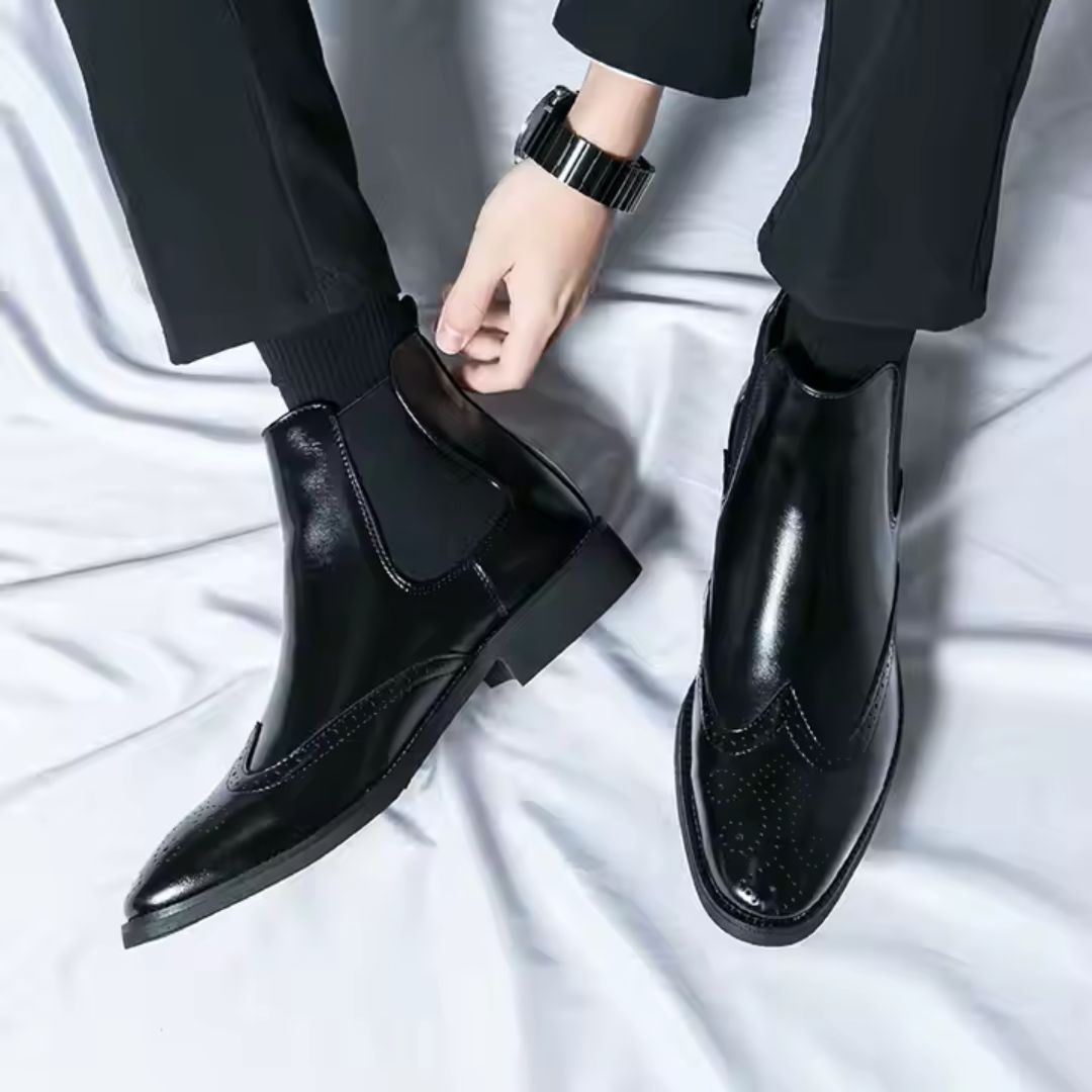 Sebastian Bottes Chelsea Homme Étanches à Tige en PU Doublure Respirante Sans Lacets Semelle Caoutchouc Antidérapante