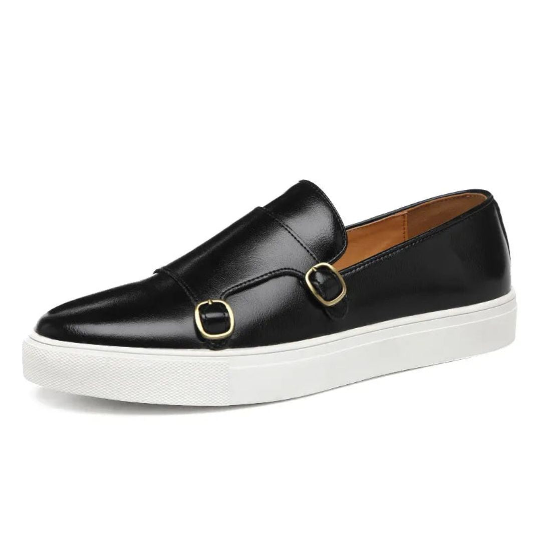 Mocassins En Cuir Sebastian Luxe Simple Avec Tige En Cuir Boucles Dorées Et Semelle Rembourrée Confortable