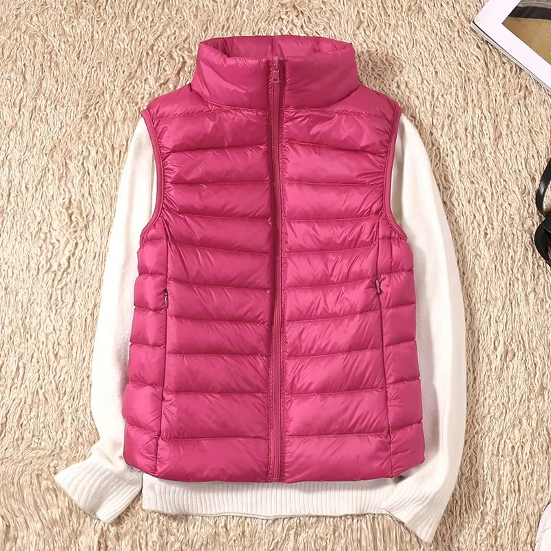 Gilet Sans Manches Court en Duvet pour Femme Léger Matelassé Nylon Chaud Confortable Idéale Hiver et Activité