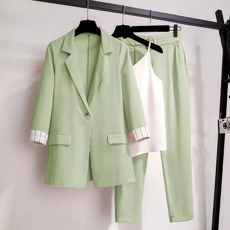 Blazer Trois Pièces Femme Ajusté À Un Bouton Col Classique Manche Retroussée Poches À Rabat Nordisk Flair