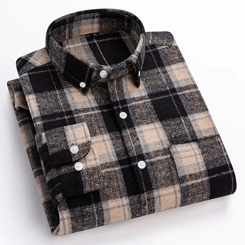 Chemise Pour Homme À Carreaux Taille Plus 7XL Manches Longues 100 Pour Cent Coton Avec Poche Poitrine Unique