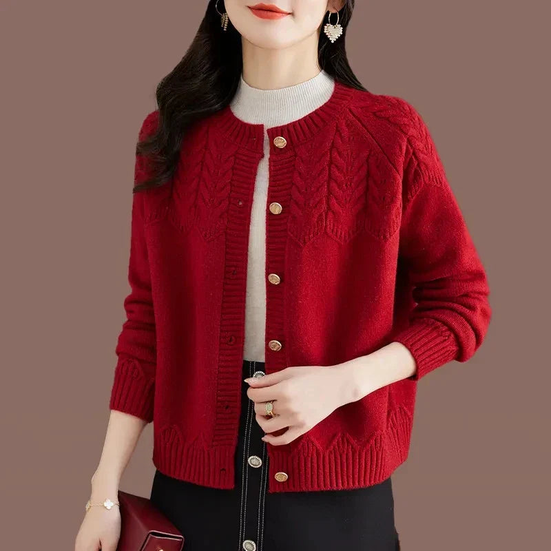 Cardigan Femme Amawinc En Laine Mélangée Coupe Décontractée Boutonné Devant Pull Tricot Style Vintage