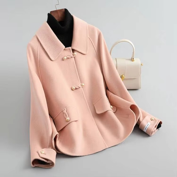 Manteau Court en Laine Double Face pour Femme Style Coréen Haut de Gamme Coupe Slim