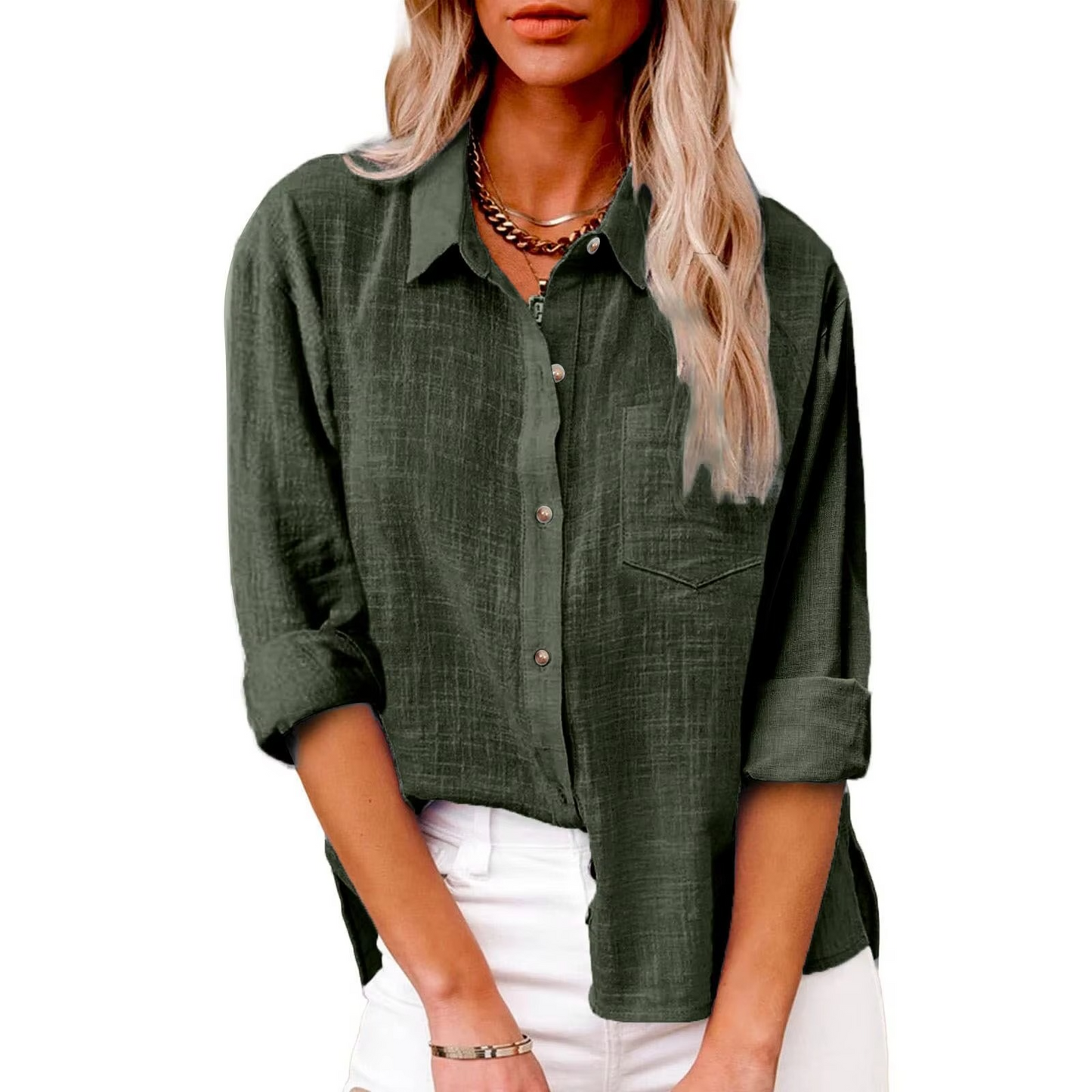 Blouse Décontractée En Coton Lin À Manches Longues Pour Femmes Printemps 2025 Confort Et Élégance