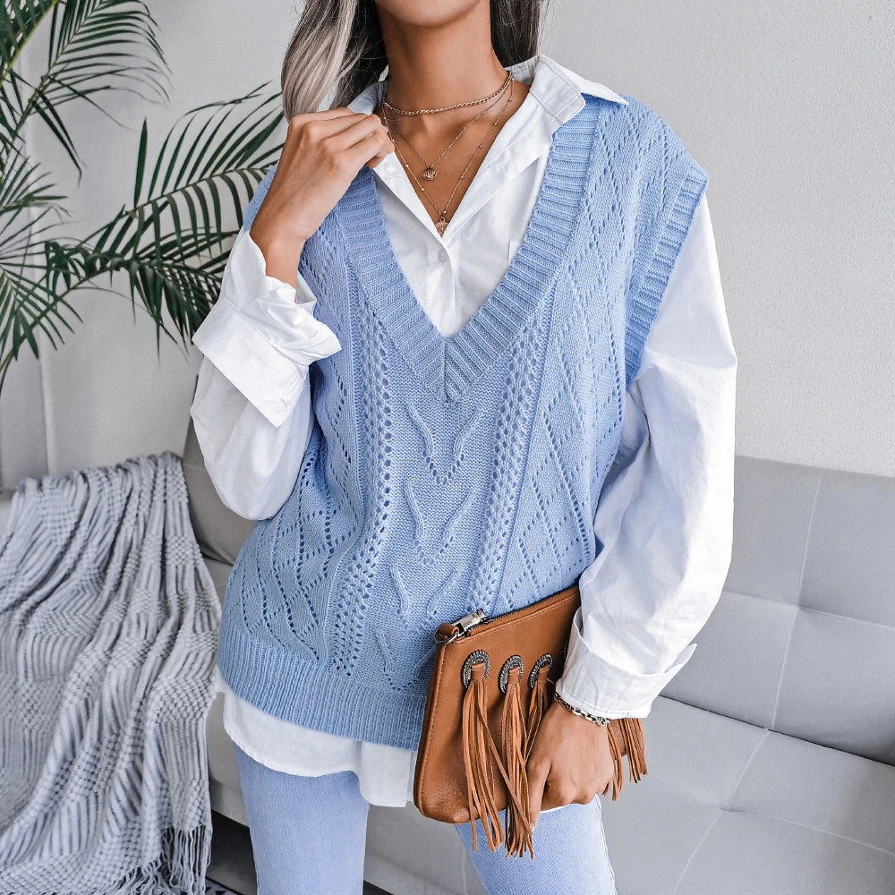 Gilet En Laine Tricotée Ellsworth Calloway Amawinc Pour Femme Maille Câblée Col V Profond Élégant Et Chaud Pour L Hiver