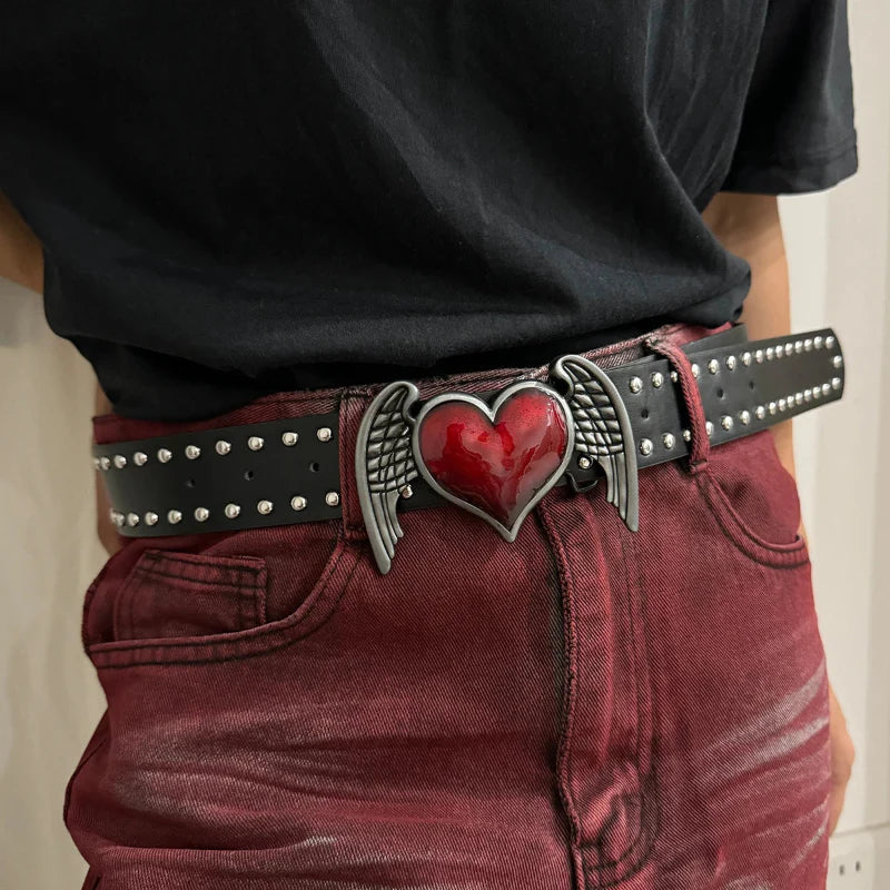 Ceinture Cloutée En Denim Amawinc Vixen Vice Réglable 28 À 36 Pouces Pour Hommes Et Femmes