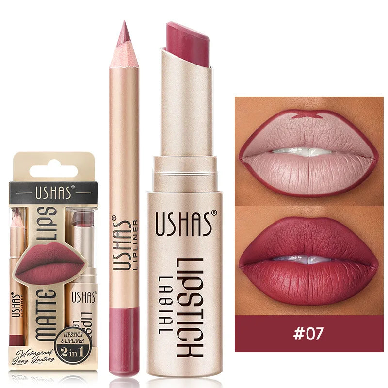 BE X Ushas Rouge À Lèvres Matte Avec Crayon Contour Double Utilisation Offres Spéciales Acheter 2 Obtenez 1 Gratuit