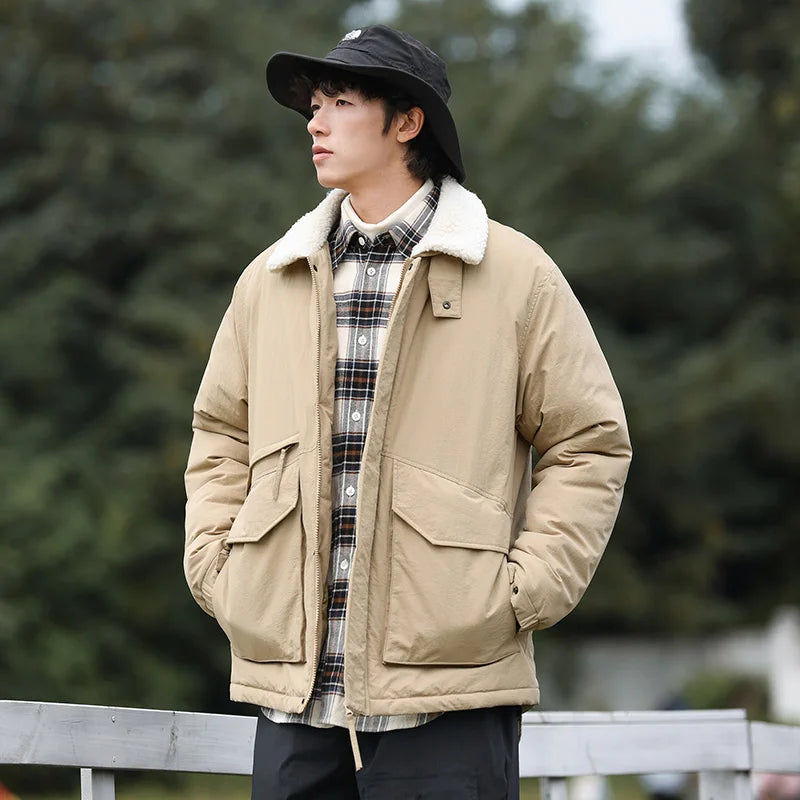 Doudoune Sherpa Oversize Avec Col Blanc Contrastant Et Silhouette Boxy Rétro Moderne Style Vintage