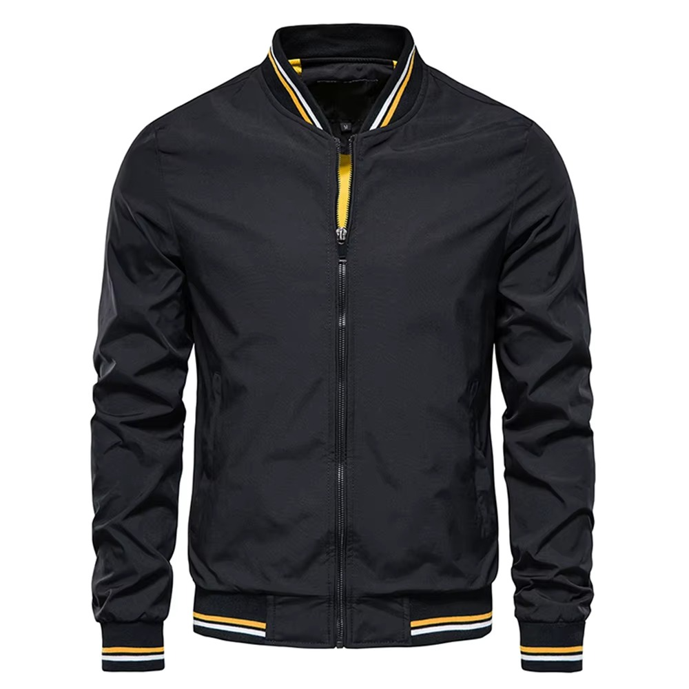 Veste Bomber Homme Slim Fit Noir Léger Pour Toutes Saisons Amawinc Élégante et Moderne