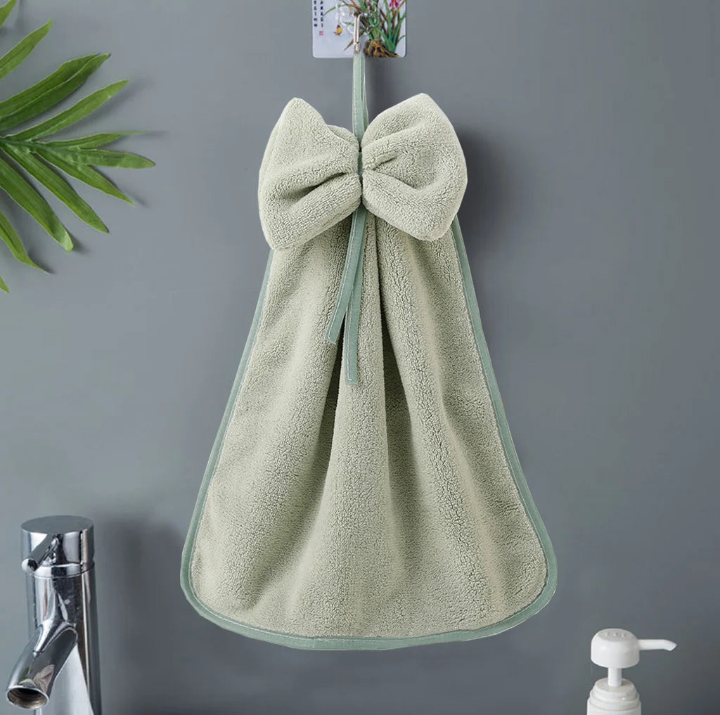 Serviettes Velours Corail Charme Noeud Papillon Microfibre Ultra Douces Séchage Rapide Absorbantes Cuisine Salle De Bain