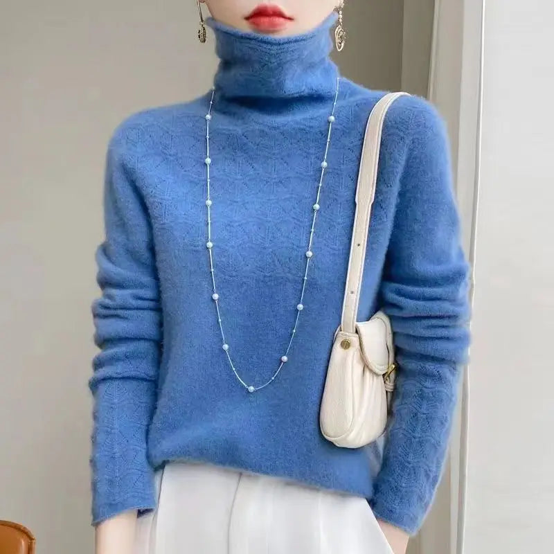 Damen-Pullover mit Rollkragen und Muster