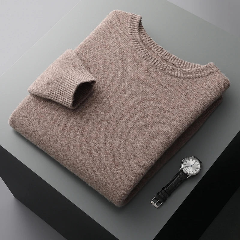 Amawinc Sweatshirt Homme en Laine Nordisk Flair Coupe Ample Col Rond Poignets Côtes Design Minimaliste