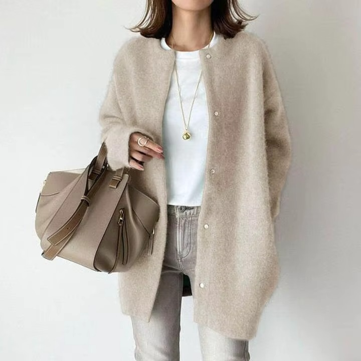 Cardigan En Maille Automne Vintage Boutonné Simple Pour Femmes Confort Et Élégance Quotidienne